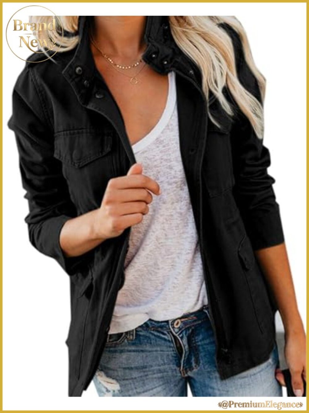 Womens Lightweight Utility Anorak Field Safari Jacket Zip Snap Pockets